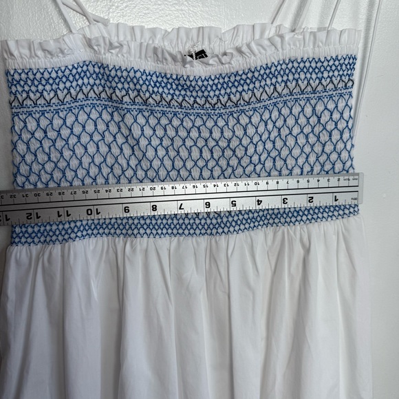 J.CREW Paloma Midi Dress in Striped Cotton Poplin White/Blue Size XS - Picture 11 of 13